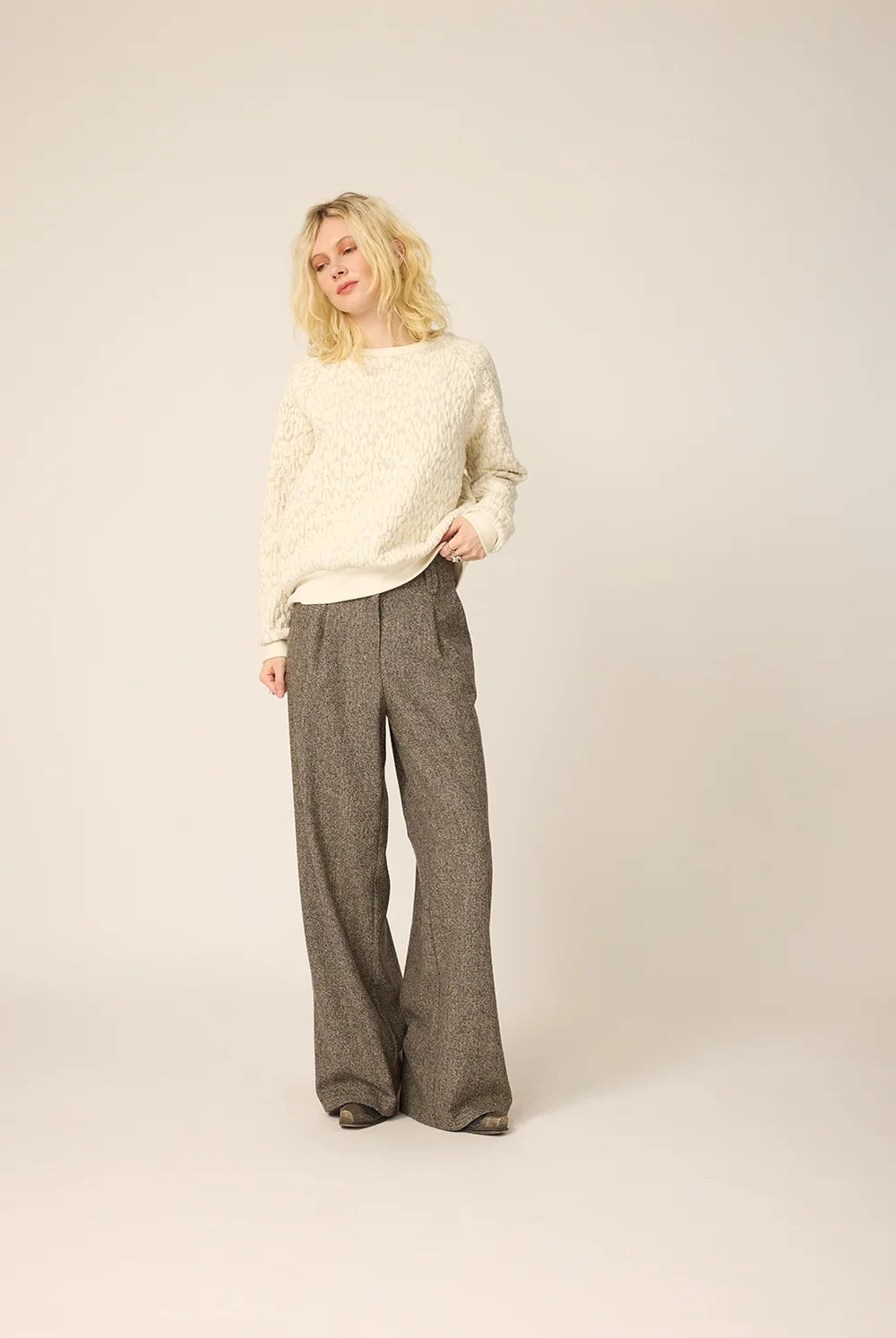 CHLO - PANTALON ZAHO - TWEED GRÈGE - AH26