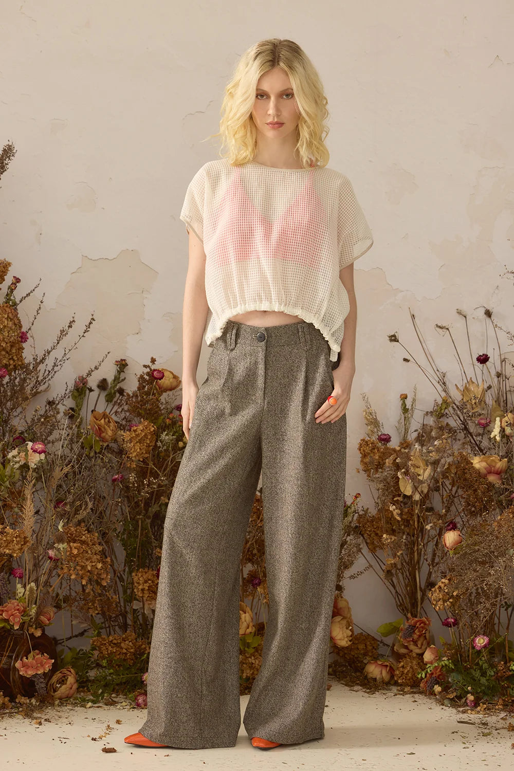 CHLO - PANTALON ZAHO - TWEED GRÈGE - AH26
