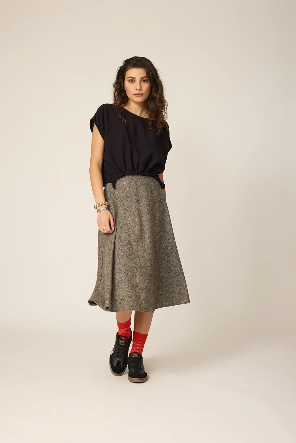 CHLO - JUPE AMBER - TWEED GRÈGE - AH26
