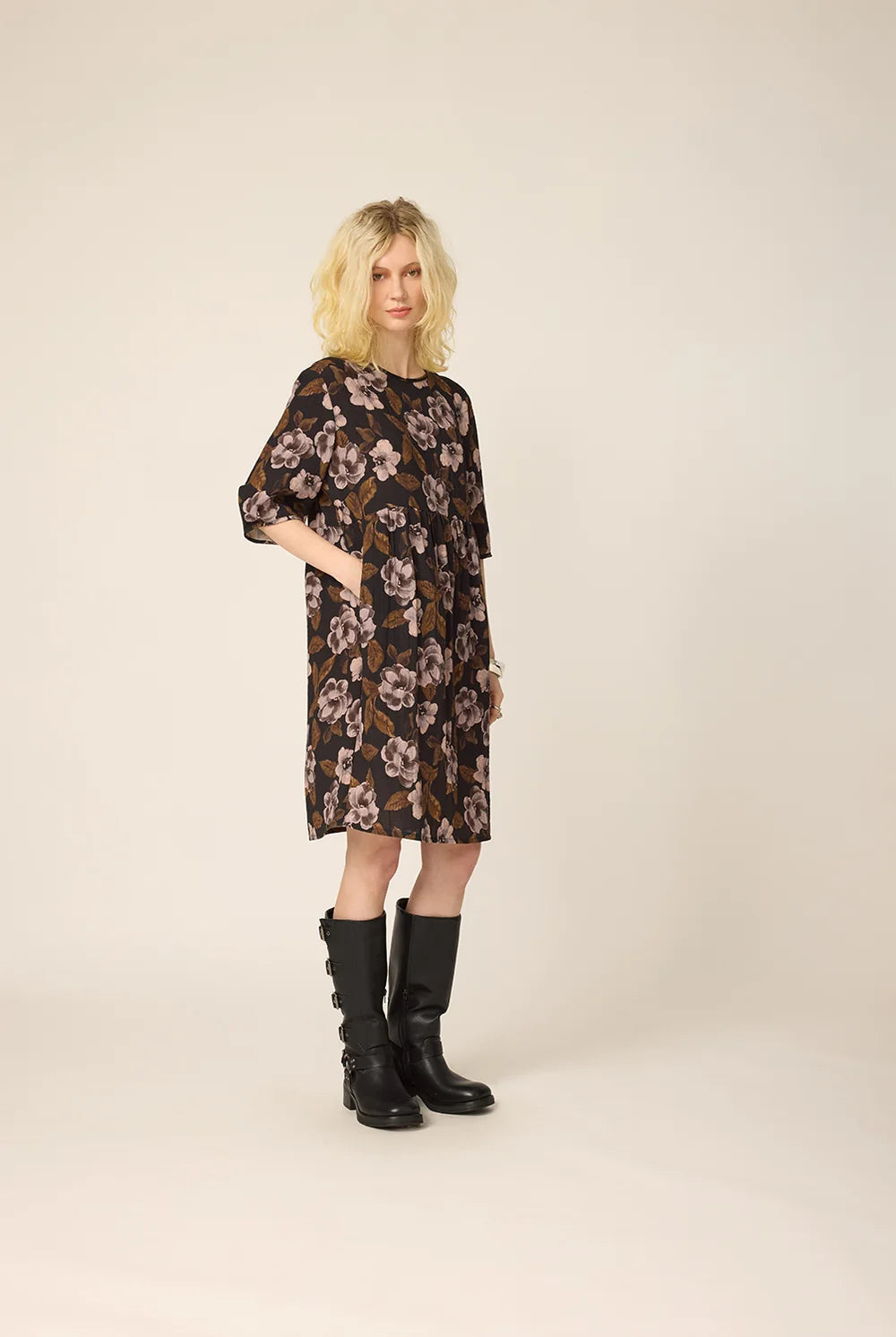 CHLO - ROBE EMMA - FLEURS NOIR - AH26