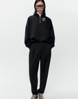 CORDERA - HIGH-NECKED BALLOON-SLEEVE TOP WITH ZIPPER - BLACK - FW6