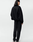 CORDERA - HIGH-NECKED BALLOON-SLEEVE TOP WITH ZIPPER - BLACK - FW6