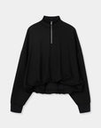 CORDERA - HIGH-NECKED BALLOON-SLEEVE TOP WITH ZIPPER - BLACK - FW6