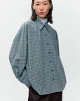 CORDERA - OVERSIZED CHECKED SHIRT - TURQUOISE/ORANGE - FW26