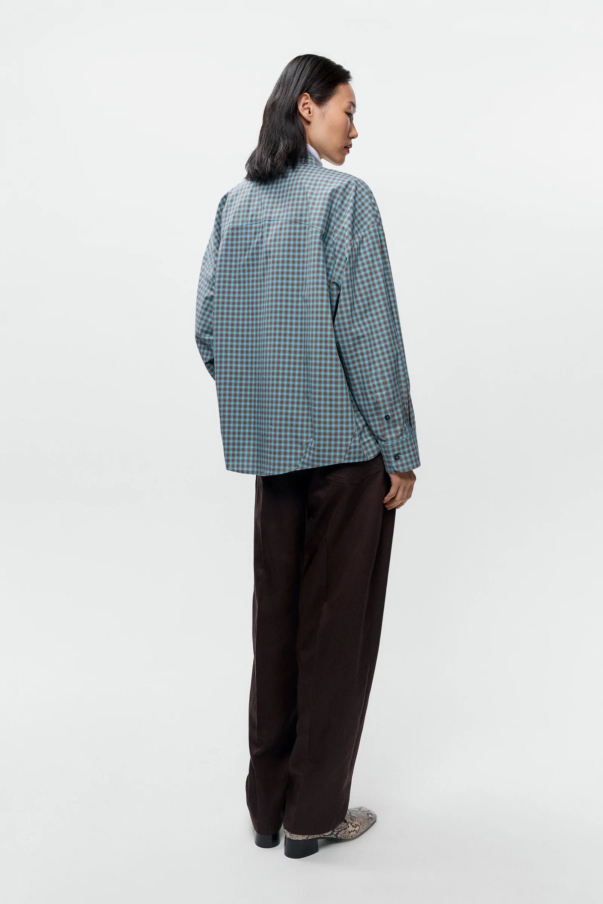 CORDERA - OVERSIZED CHECKED SHIRT - TURQUOISE/ORANGE - FW26