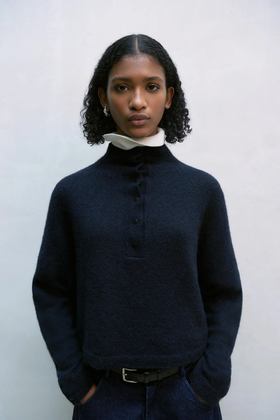 CORDERA - BABY ALPACA POLO SWEATER - NAVY - FW23