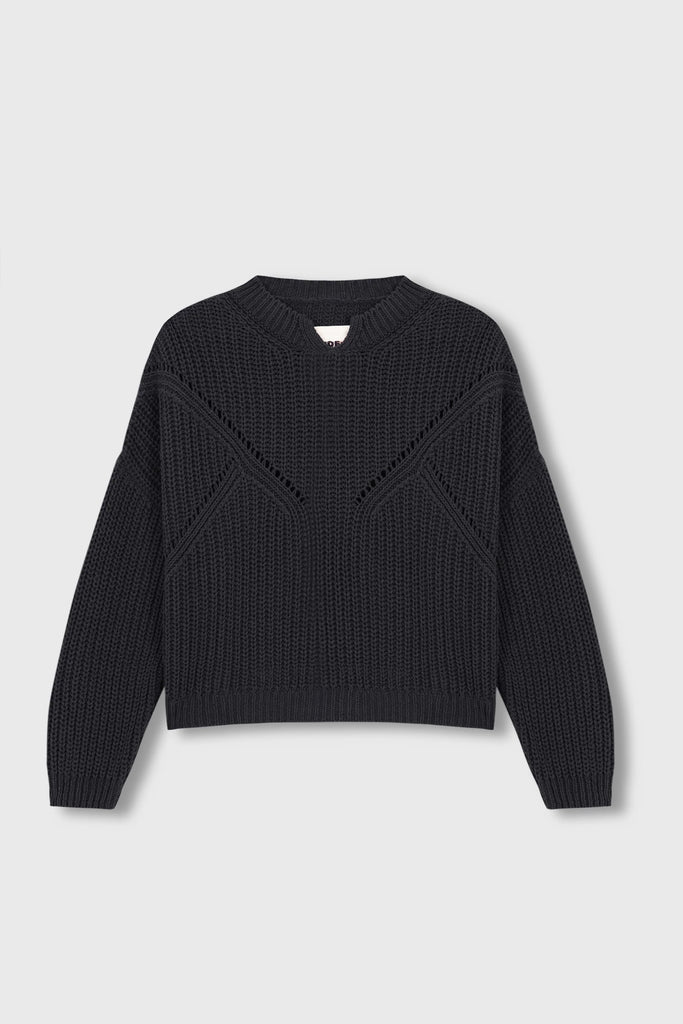 CORDERA - COTTON CROPPED SWEATER - ANTHRACITE - FW23