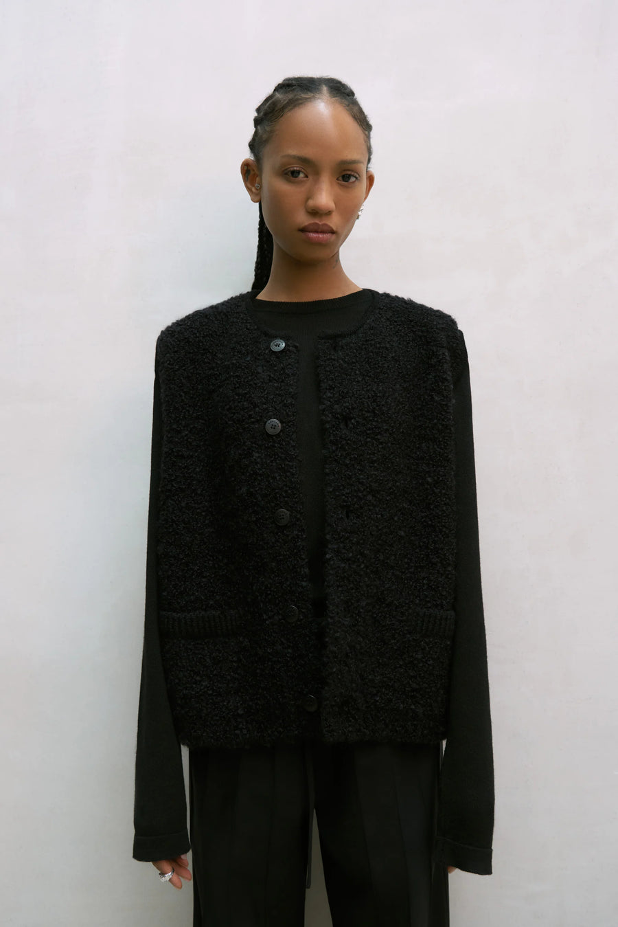 CORDERA - MOHAIR AND WOOL WAISCOAT - BLACK - FW23