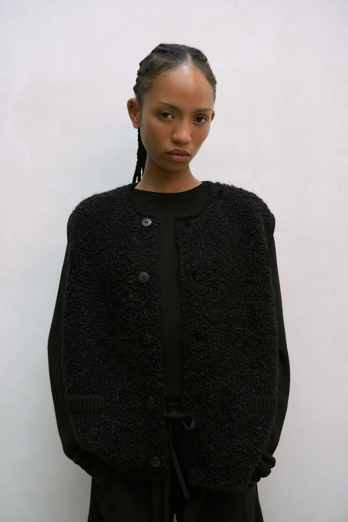 CORDERA - MOHAIR AND WOOL WAISCOAT - BLACK - FW23
