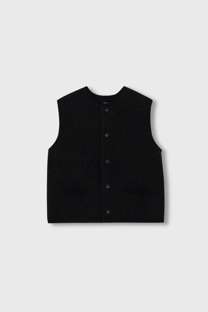 CORDERA - MOHAIR AND WOOL WAISCOAT - BLACK - FW23
