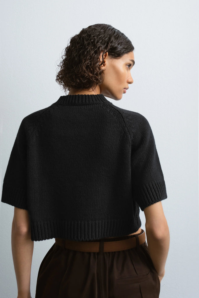 CORDERA - COTTON BUTTONED TOP - BLACK - PF23