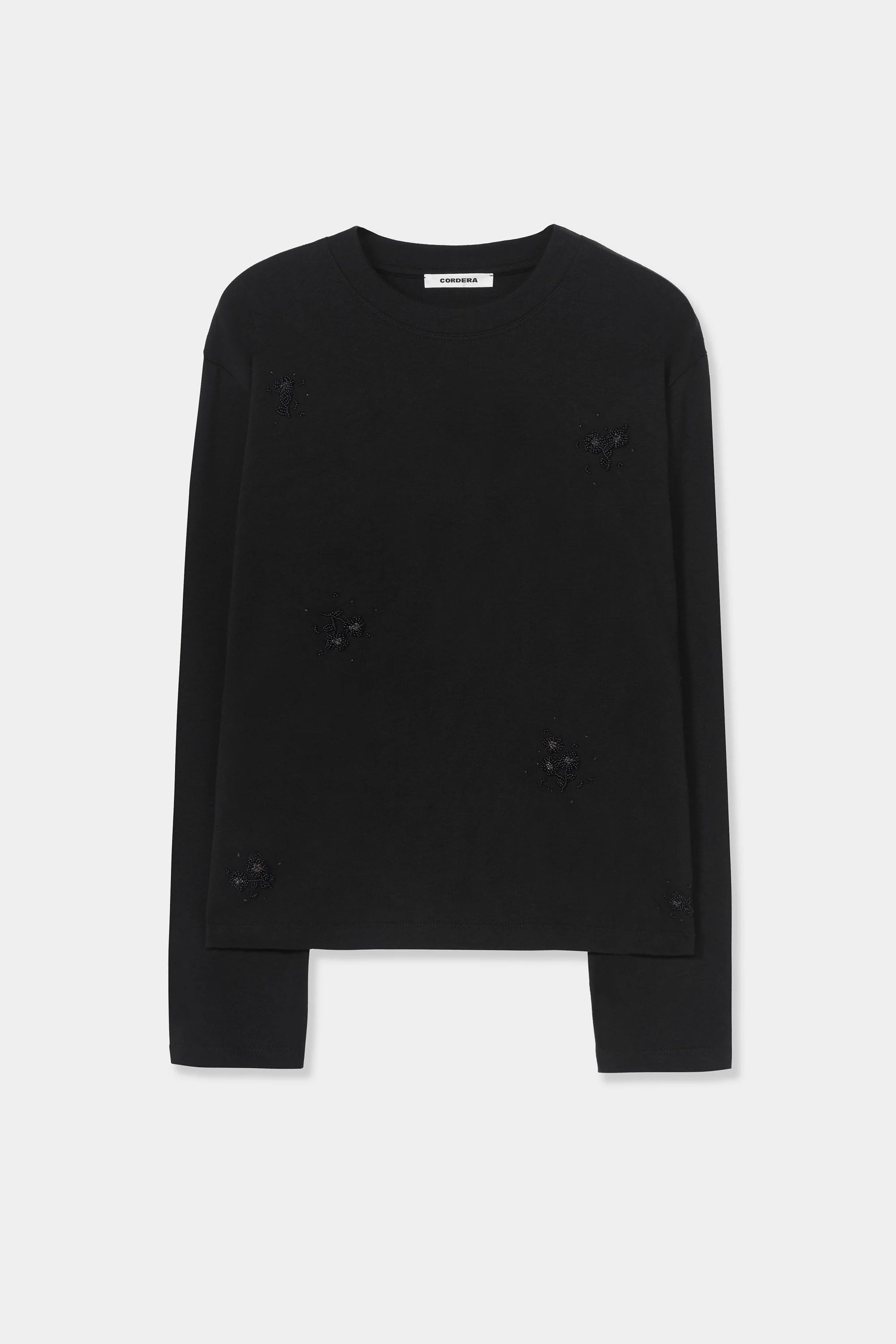CORDERA - BLACK EMBELLISHED LONG-SLEEVED T-SHIRT - PF26