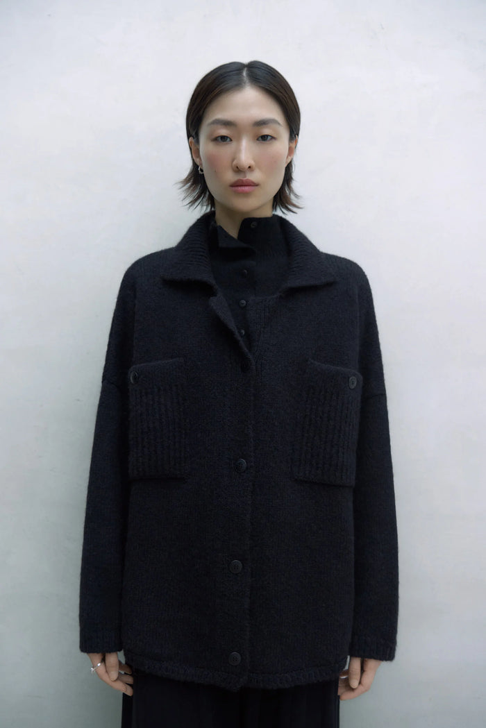 **PRE-ORDER** CORDERA - BABY ALPACA POLO JACKET - BLACK - RESORT24