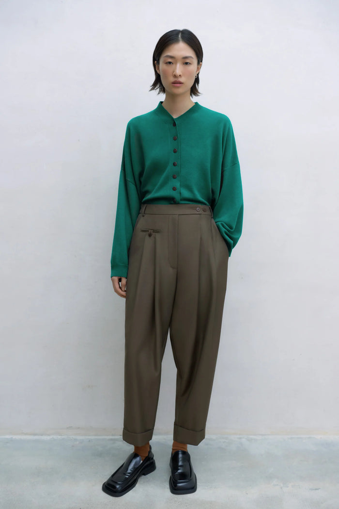 **PRE-ORDER** CORDERA - MOHAIR TAILORING CARROT PANTS - TEAK - RESORT24