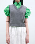 CORDERA - GILET POINTELLE EN MÉRINO - GRIS - PS25