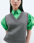 CORDERA - GILET POINTELLE EN MÉRINO - GRIS - PS25