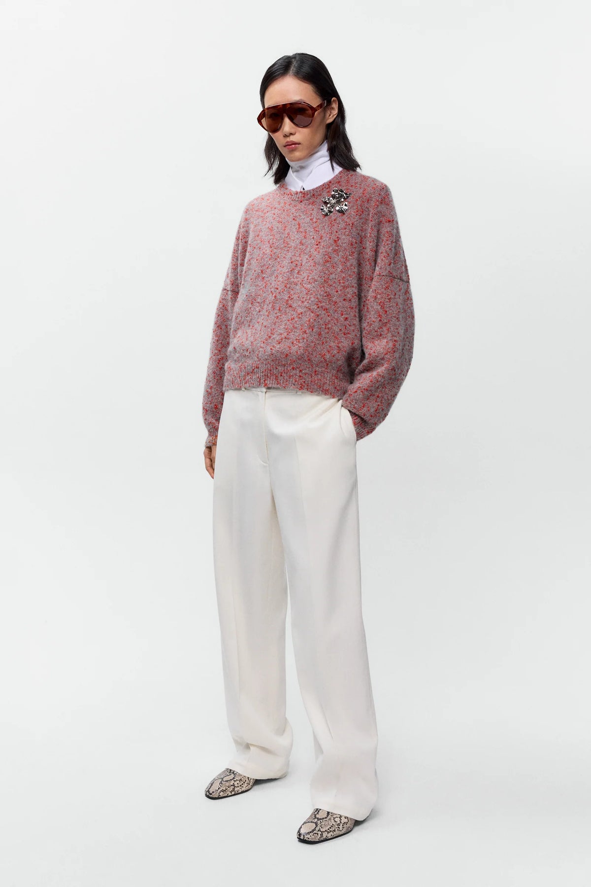 CORDERA -  SPOTTED ROUND-NECK SWEATER - MALLOW - FW26