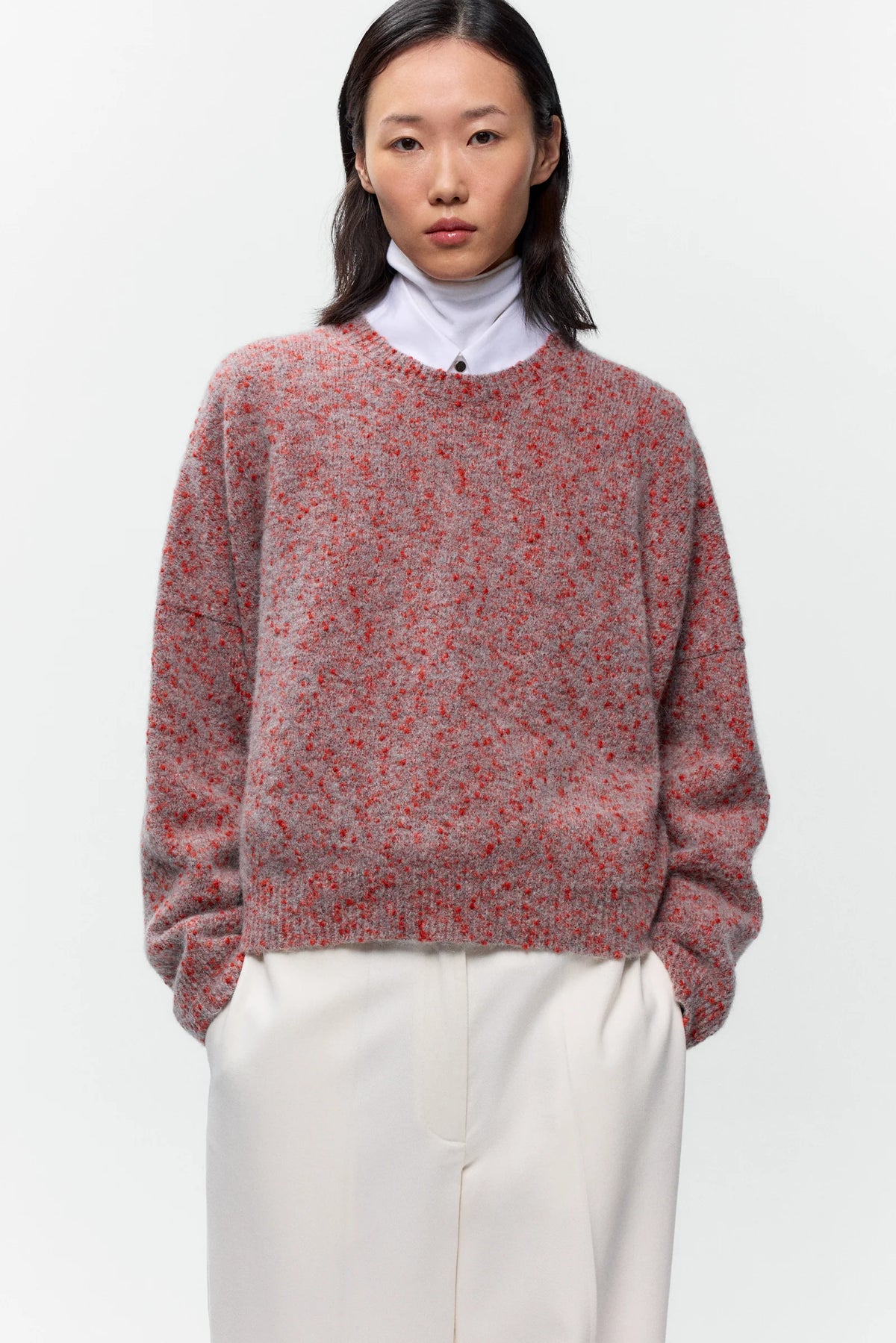 CORDERA -  SPOTTED ROUND-NECK SWEATER - MALLOW - FW26