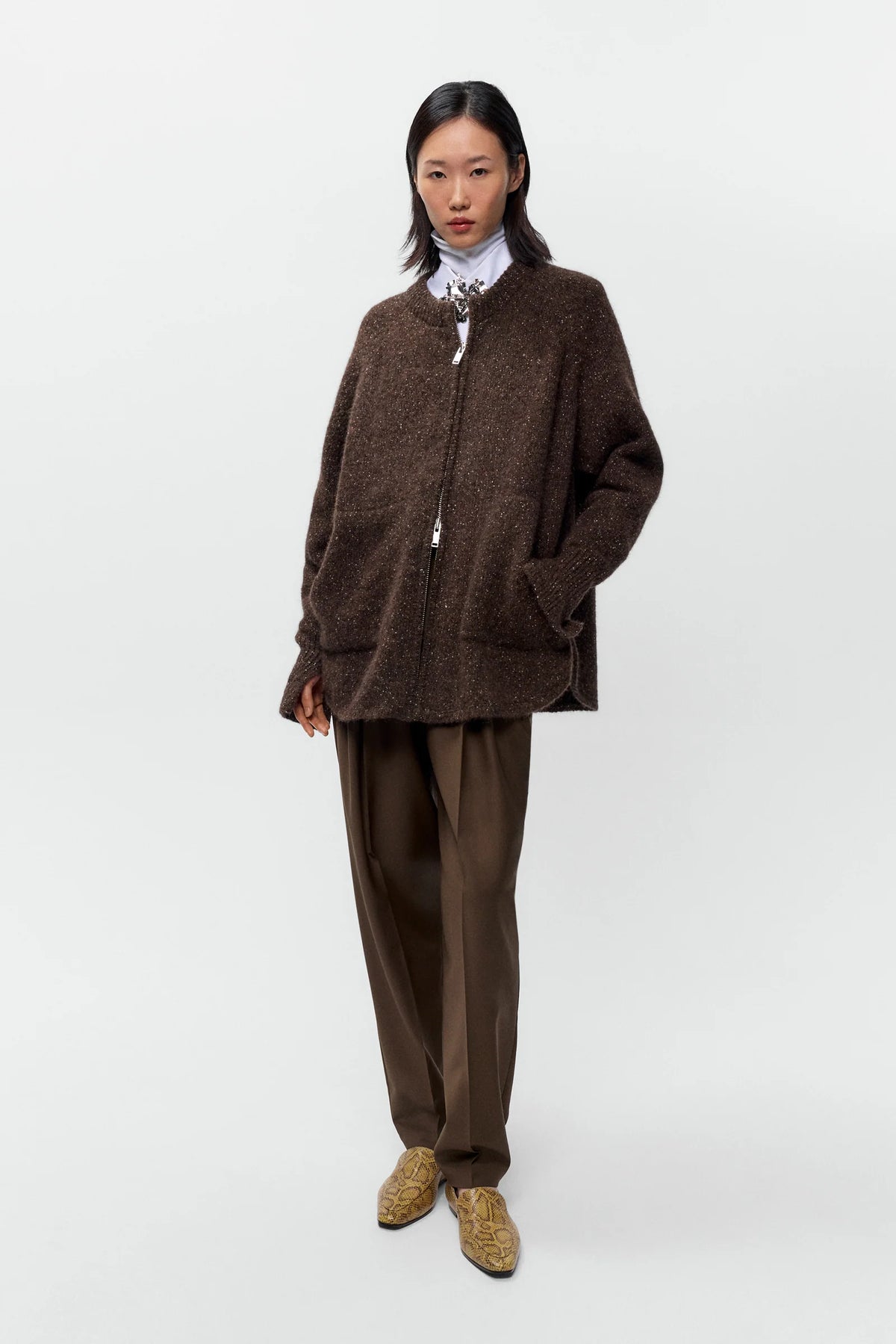 CORDERA - SPOTTED ZIPPER JACKET - CHOCOLATE - FW26