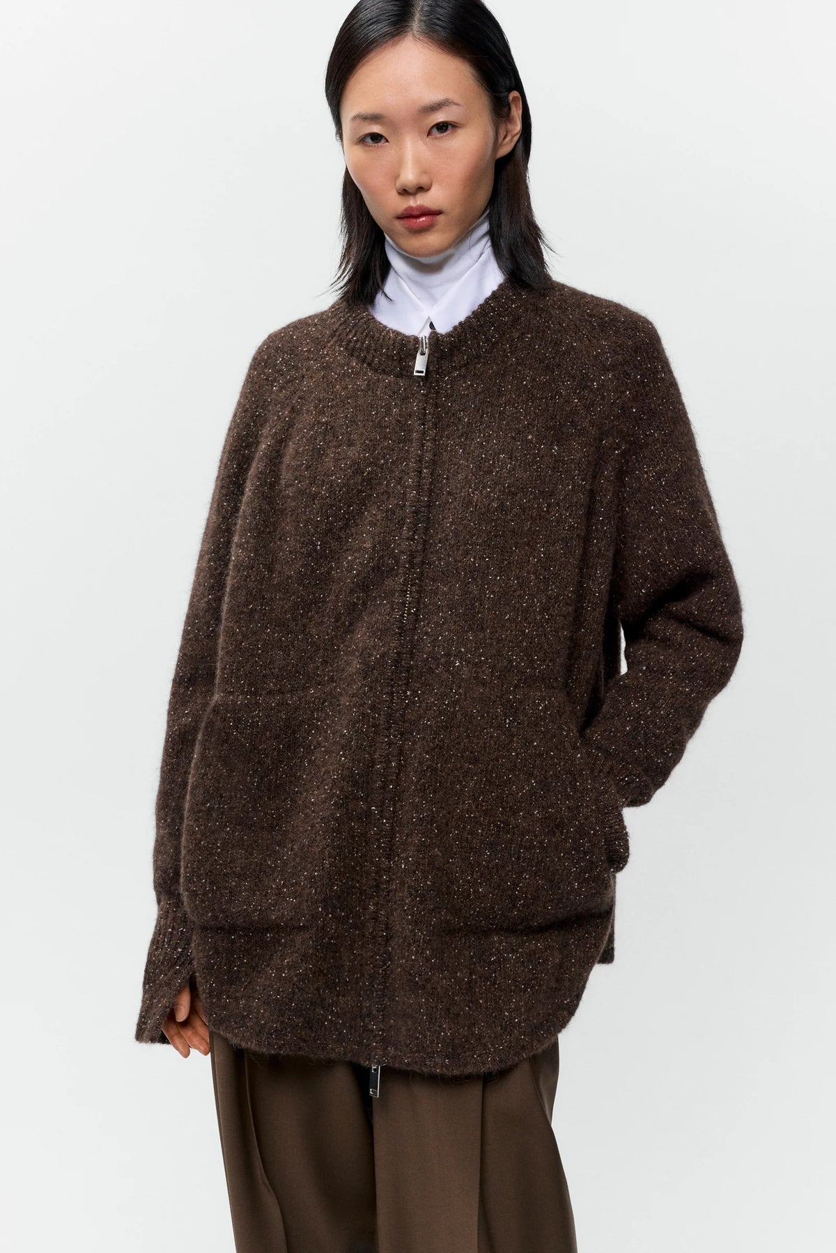 CORDERA - SPOTTED ZIPPER JACKET - CHOCOLATE - FW26