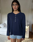 MERGE - HEMP HENLEY SHIRT - NAVY
