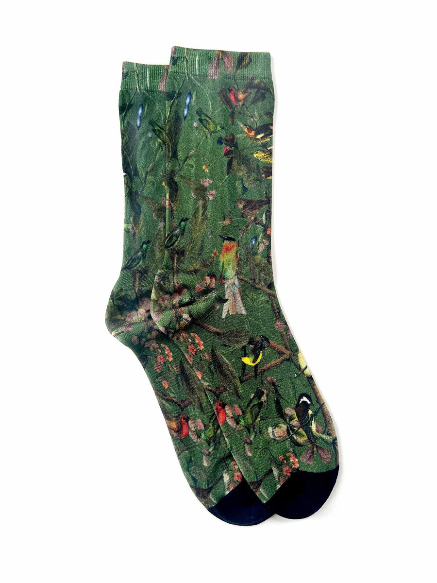STRATHCONA - BAMBOO SOCKS - GREEN BIRDS