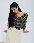 EVE GRAVEL - LUCILA BLOUSE - KHAKI/CREAM - FW25