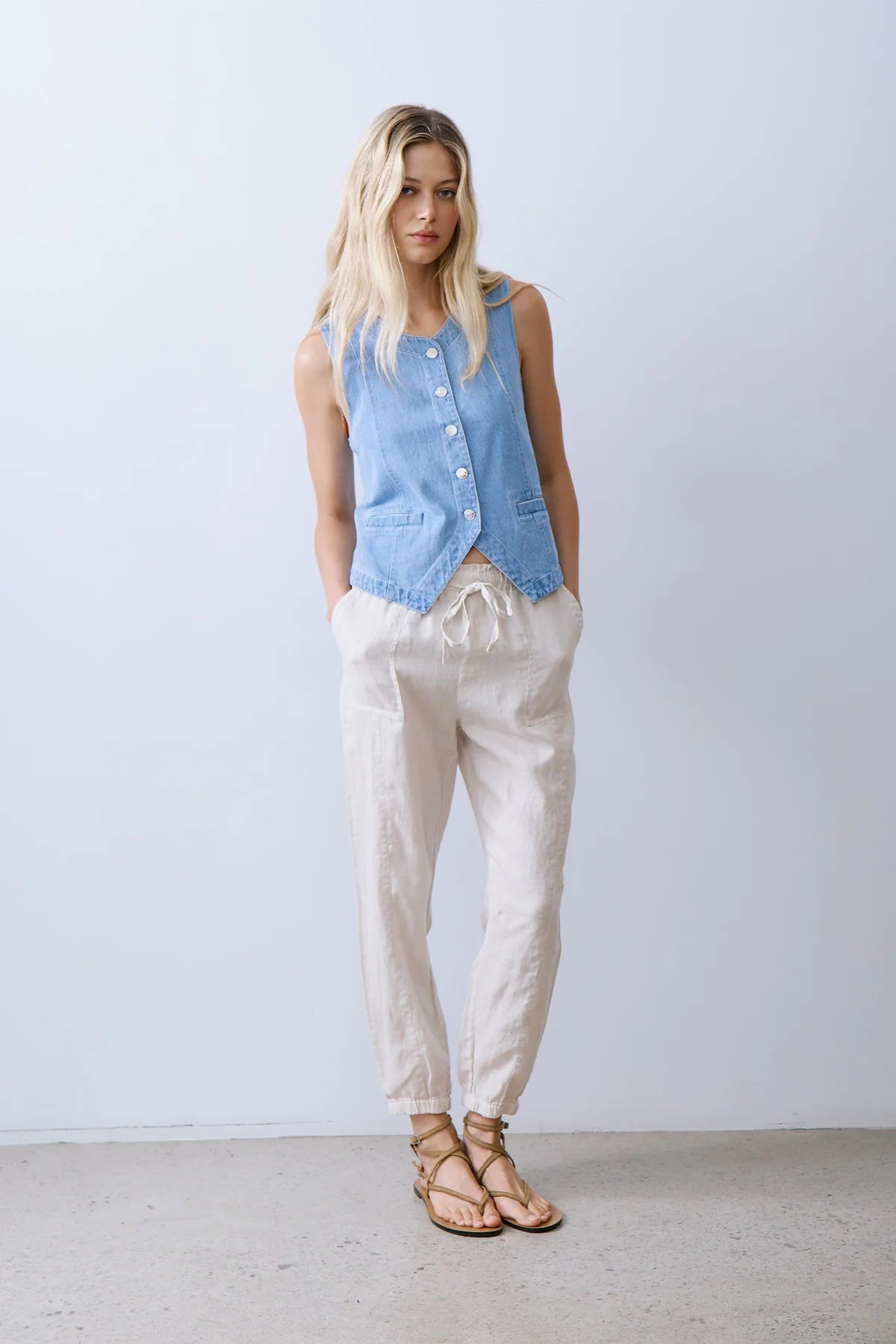 MELISSA NEPTON - PANTALON BRIE - BEIGE PÂLE - PÉ26