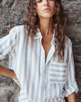 MELISSA NEPTON - LACY BLOUSE - NAVY STRIPES - SS26