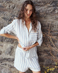 MELISSA NEPTON - LACY BLOUSE - NAVY STRIPES - SS26