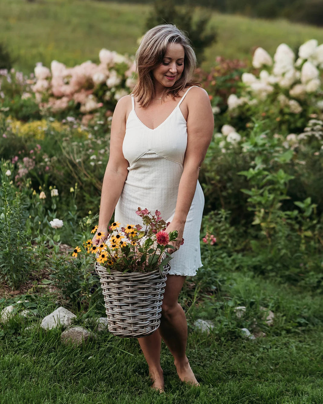 Q FOR QUINN - ROBE NUISETTE EN POINTELLE - NATUREL