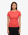 COLORFUL STANDARD - T-SHIRT COTELÉ - ROUGE TANGERINE