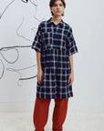 EVE GRAVEL - ROBE TIYA - MARINE/CRÈME - AH25