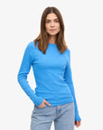 COLORFUL STANDARD - RIB LONG SLEEVE T-SHIRT - PACIFIC BLUE