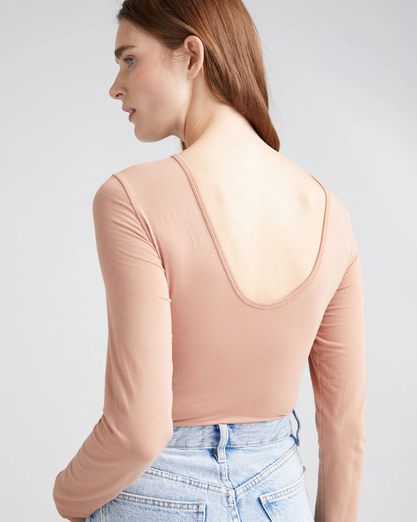 RICHER POORER - MODAL SHRIRRED BODYSUIT - MOUSSE MOKA