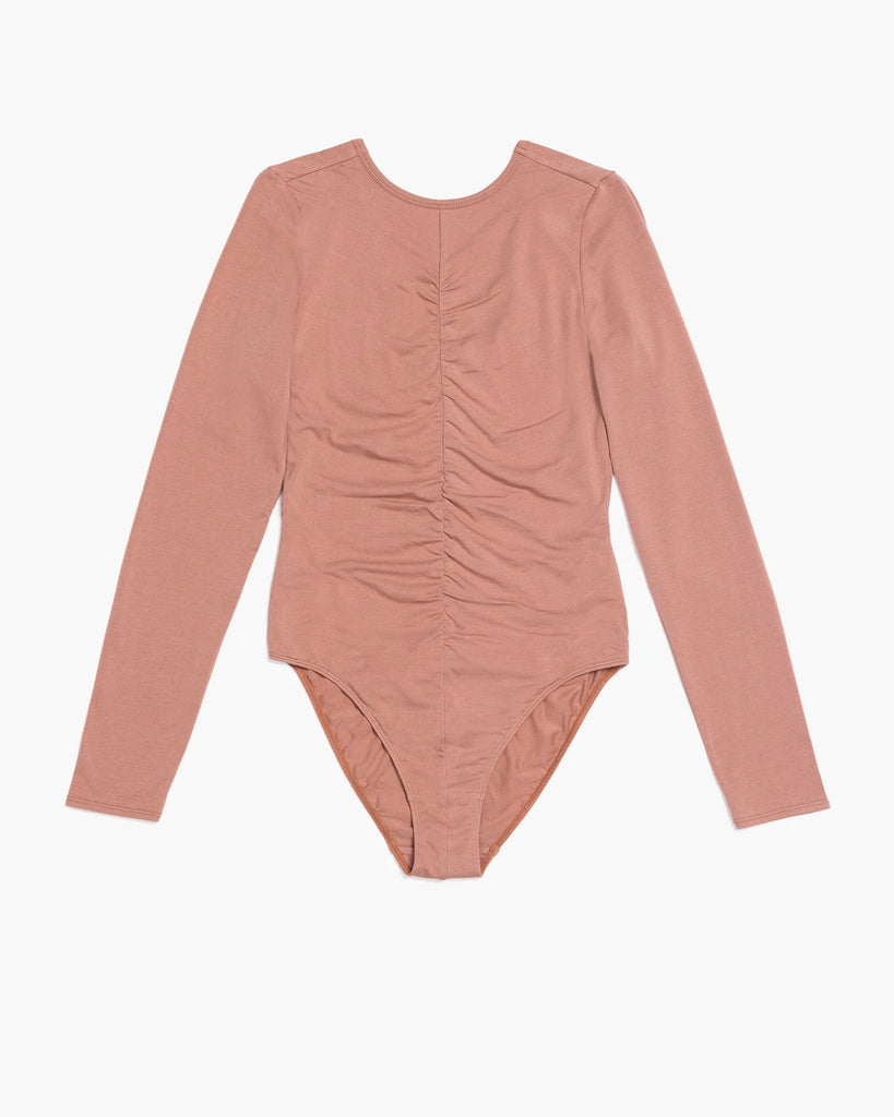 RICHER POORER - MODAL SHRIRRED BODYSUIT - MOUSSE MOKA