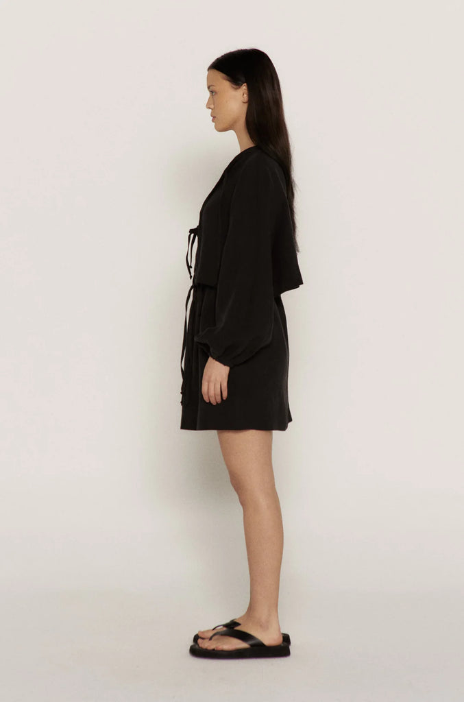 BOHÈME - LINEN MINI SKIRT - BLACK
