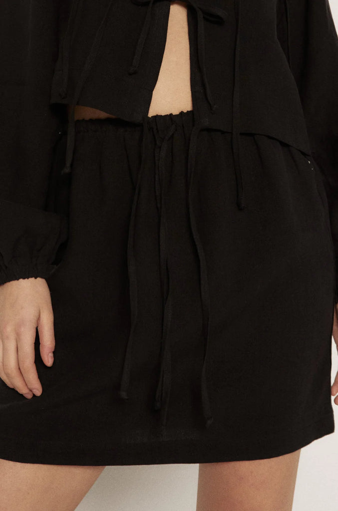 BOHÈME - LINEN MINI SKIRT - BLACK
