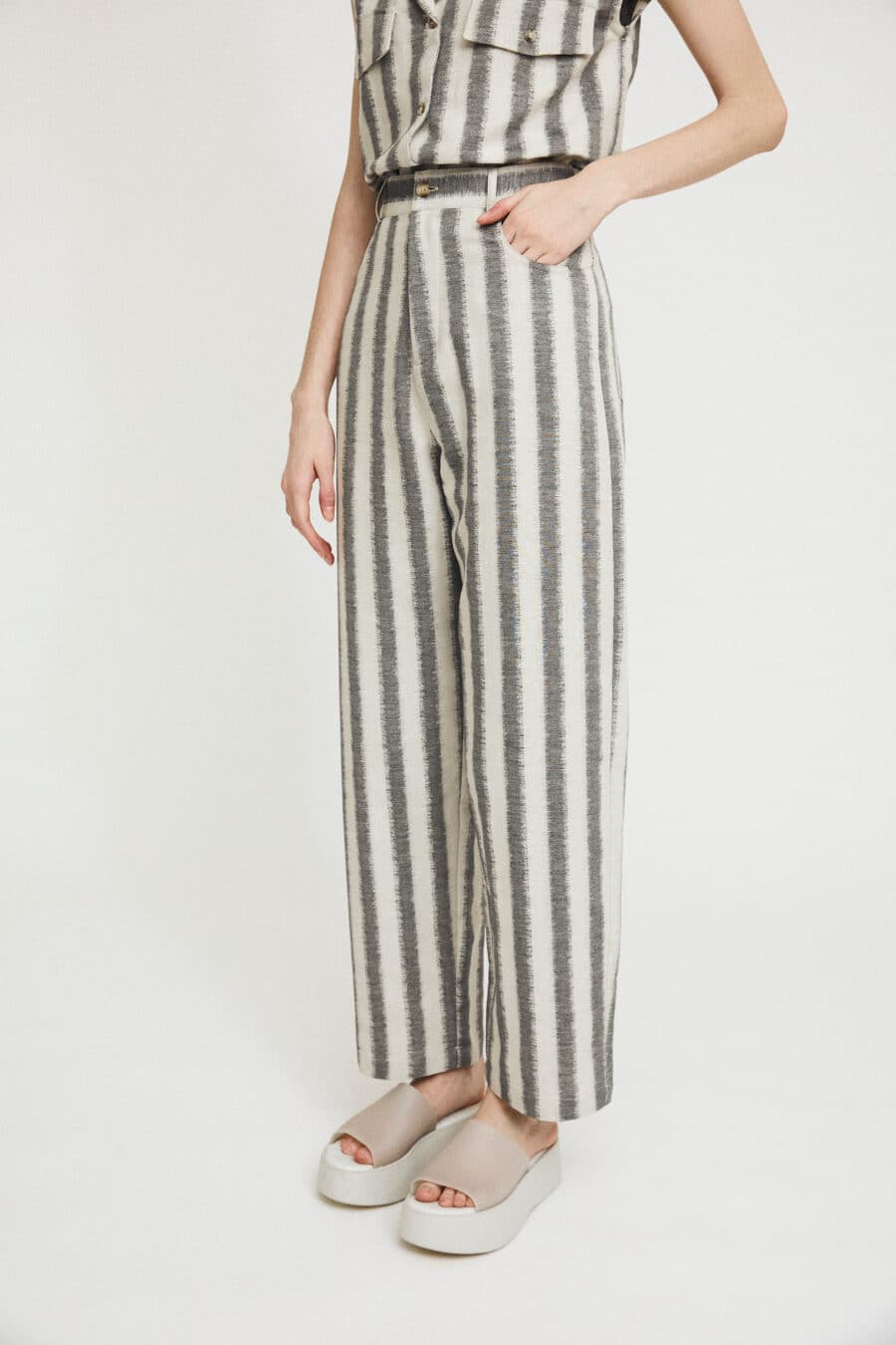 RITA ROW - PANTALON GARÇON - NOIR RAYÉ - PÉ23