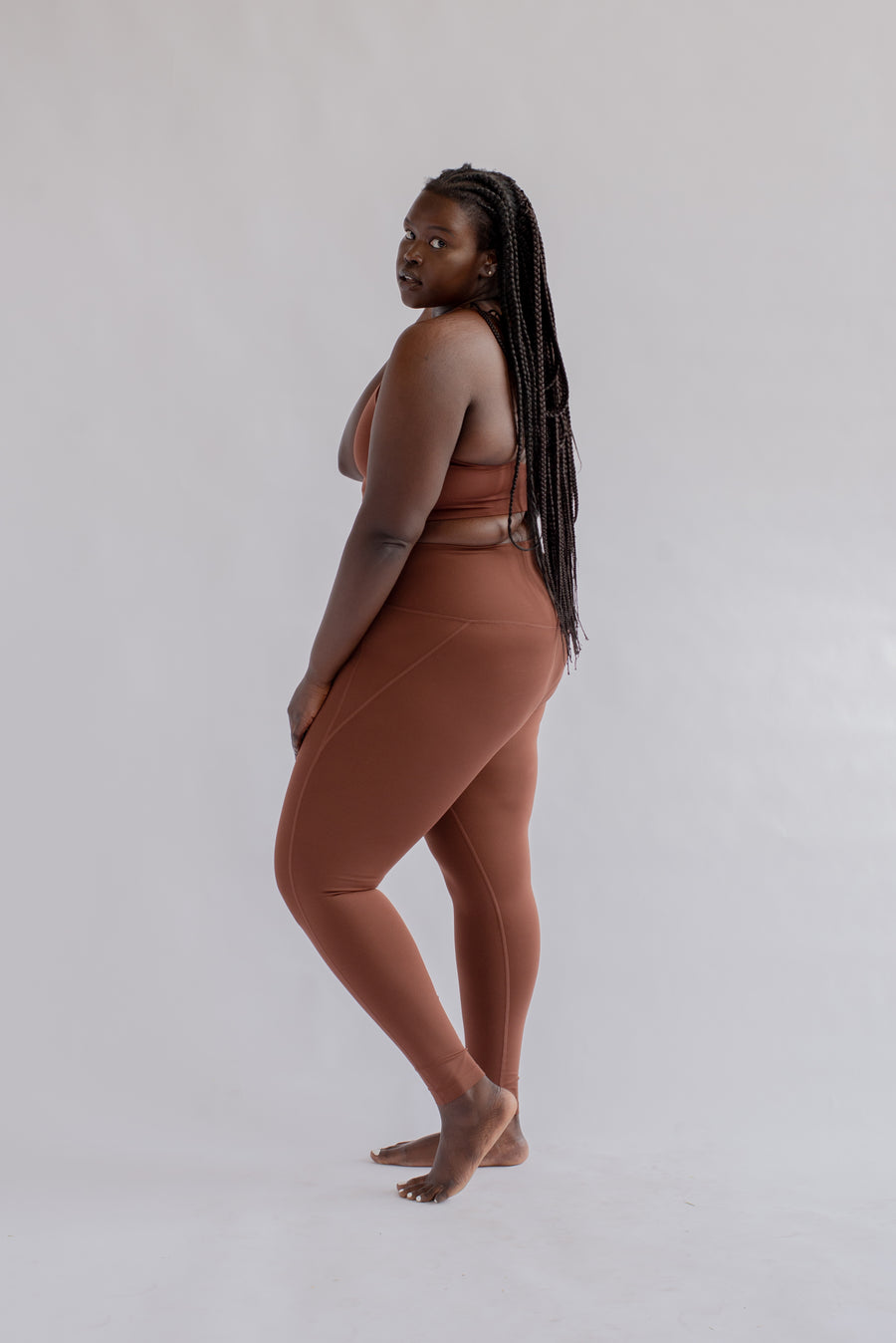GIRLFRIEND COLLECTIVE - LEGGINGS TAILLE HAUTE COMPRESSIVE 28.5 - EARTH