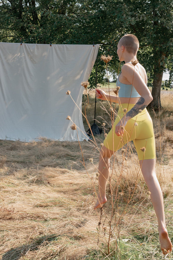 GIRLFRIEND COLLECTIVE - HIGH RISE BIKE SHORT  - CHARTREUSE