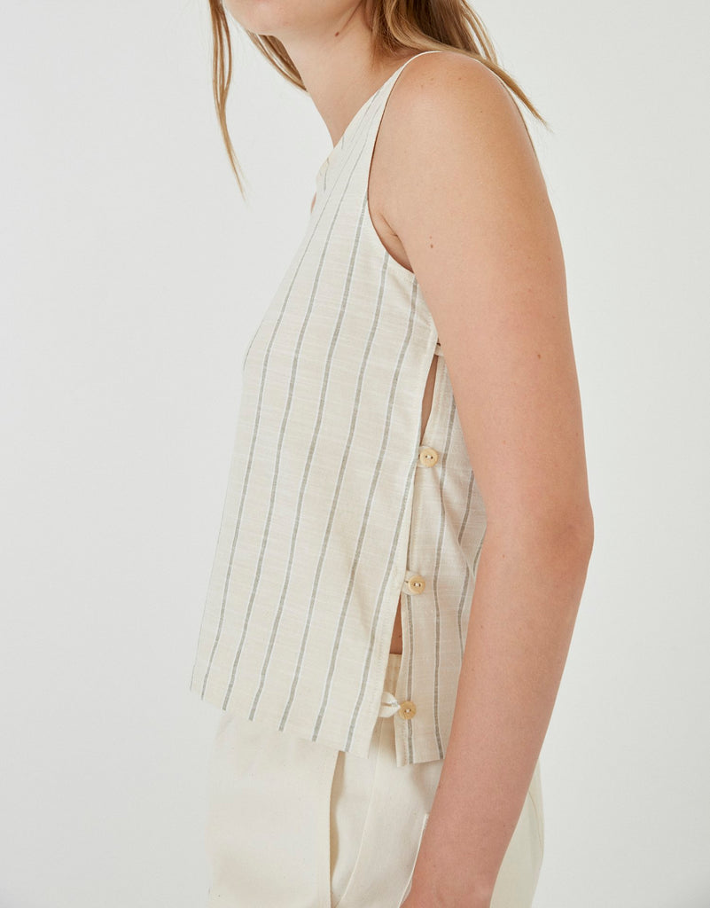 DIARTE - FRANCA TOP - STRIPED LINEN - SS23