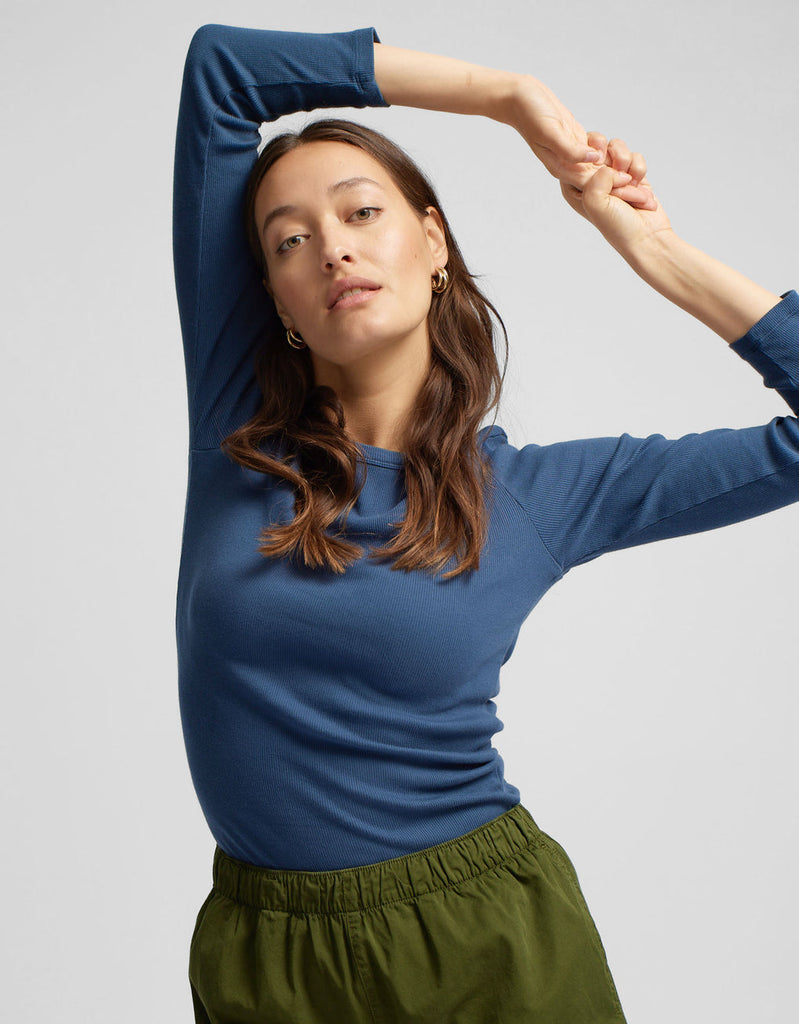 COLORFUL STANDARD - ORGANIC RIB LONG SLEEVE T-SHIRT - HEATHER GREY